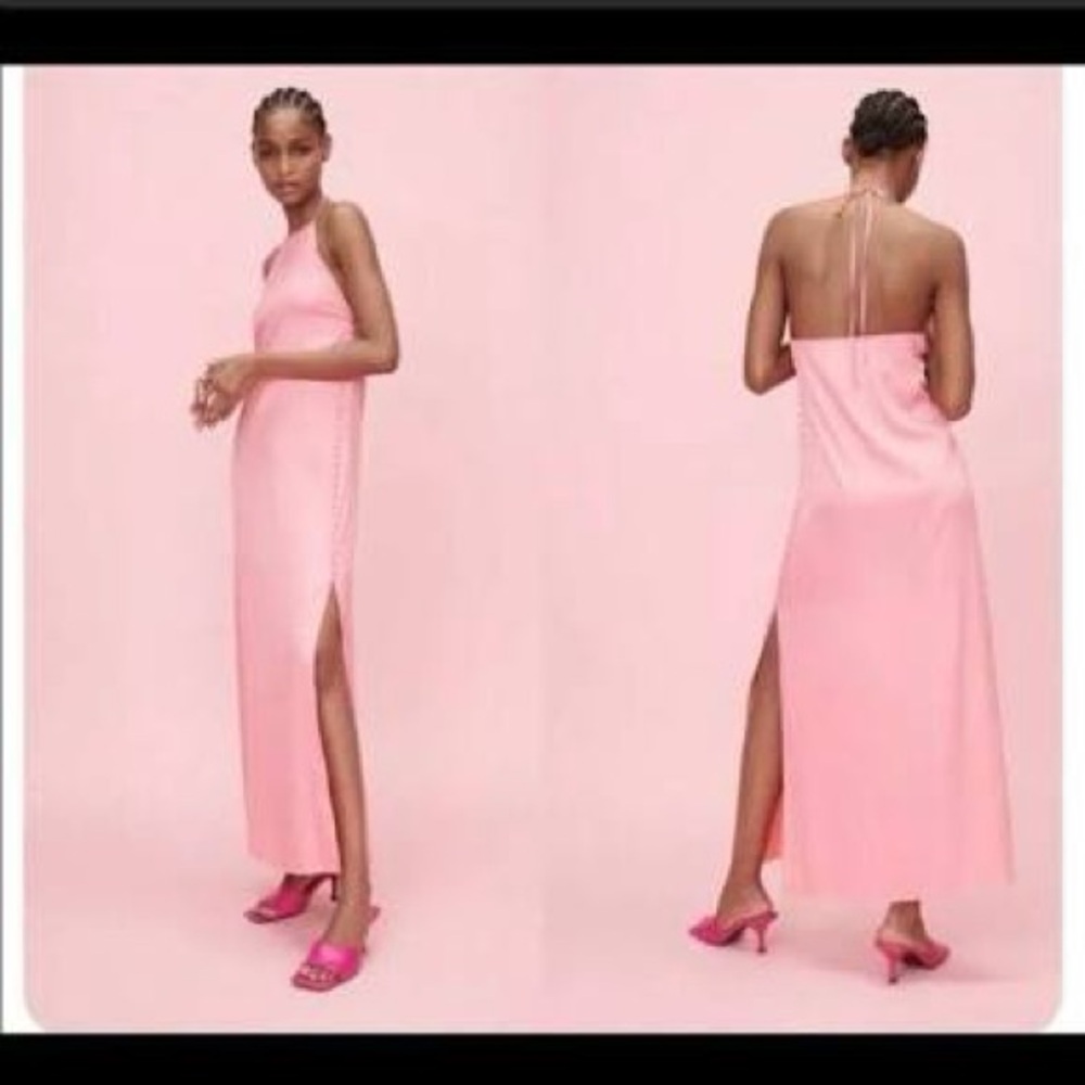 Elegant Pink Halter Dress